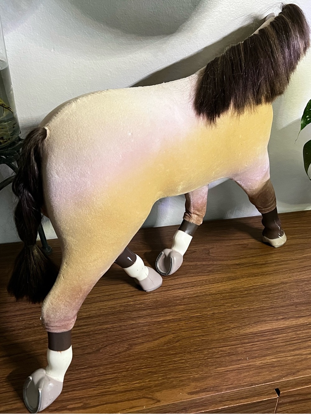 American Girl Yellow and Pink Plush Horse with Brown Mane